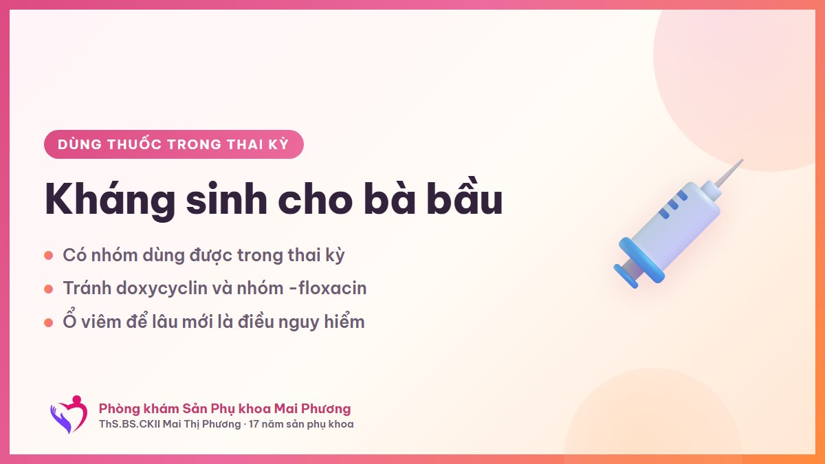Kháng sinh cho bà bầu: nhóm dùng được, nhóm phải tránh, và nhóm hay bị kê ngoài tiệm
