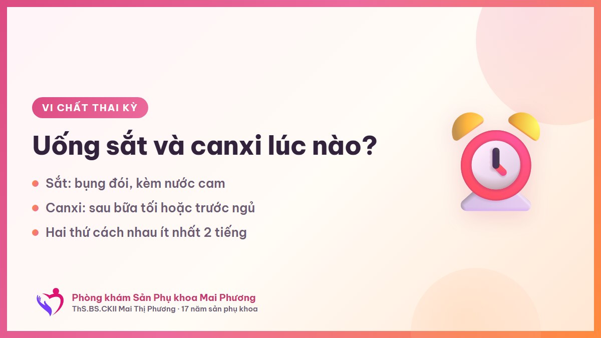 Uống sắt và canxi lúc nào: bảng giờ trong ngày, và vì sao canxi nên uống buổi tối